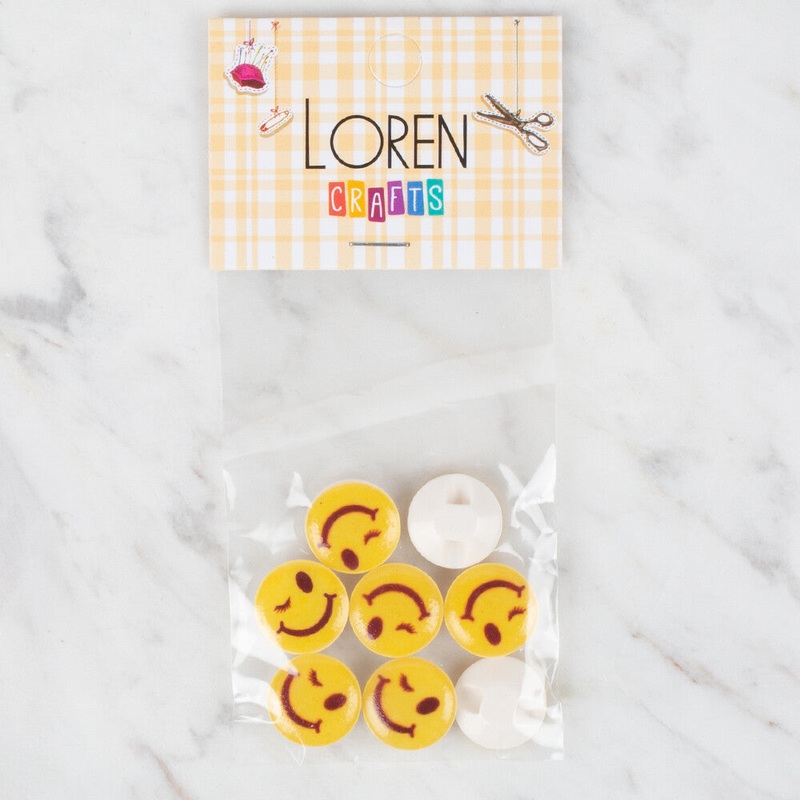 Loren Crafts 8 Pack Button, Yellow – 661