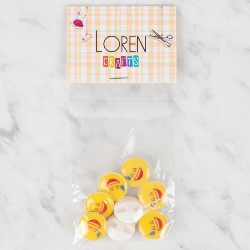 Loren Crafts 8 Pack Button, Yellow – 662