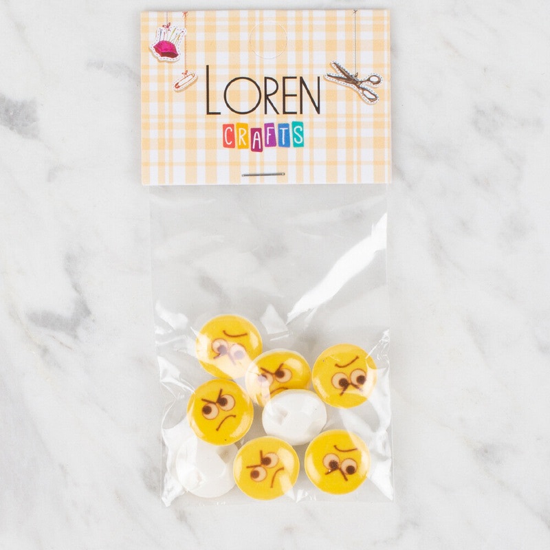 Loren Crafts 8 Pack Button, Yellow – 664