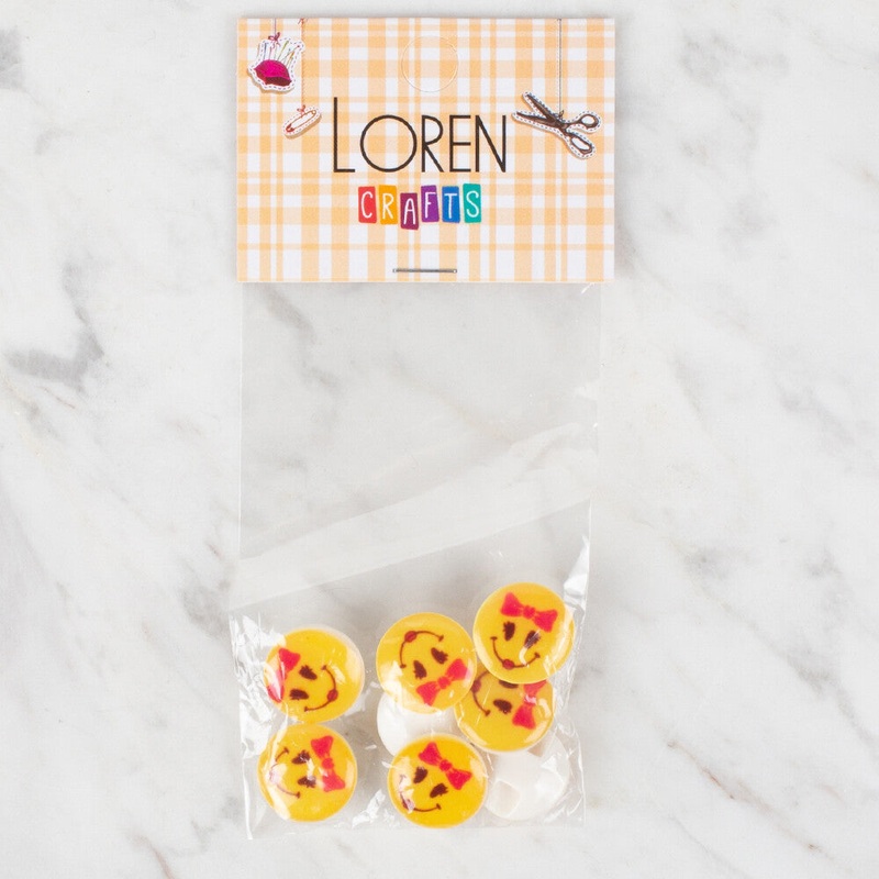 Loren Crafts 8 Pack Button, Yellow – 665