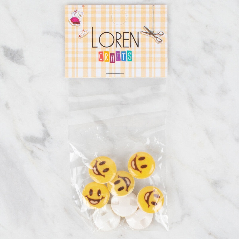 Loren Crafts 8 Pack Button, Yellow – 667