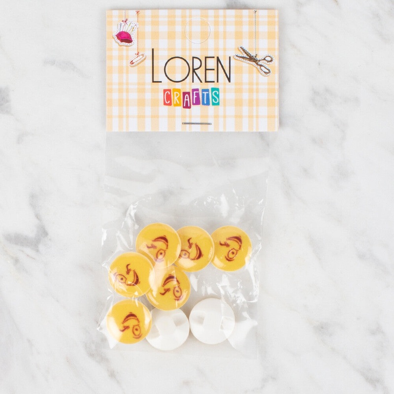 Loren Crafts 8 Pack Button, Yellow – 669