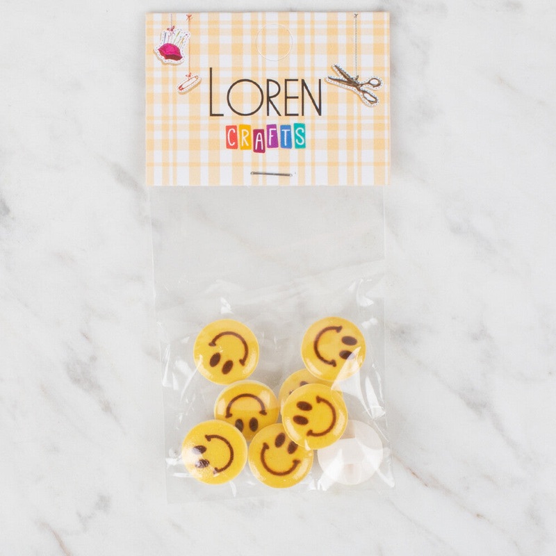 Loren Crafts 8 Pack Button, Yellow – 670