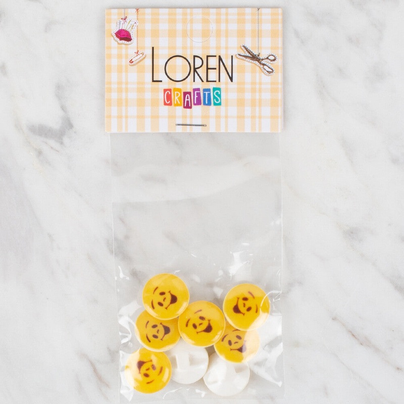 Loren Crafts 8 Pack Button, Yellow – 671