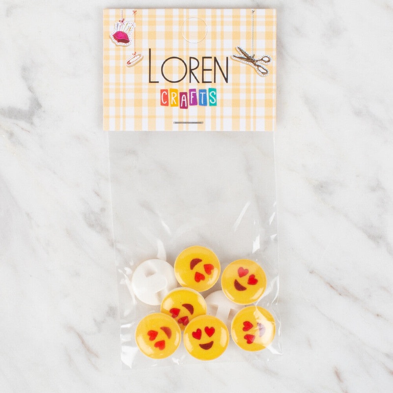 Loren Crafts 8 Pack Button, Yellow – 672