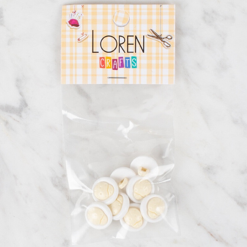 Loren Crafts 8 Pack Lady Bug Button, Cream – 640