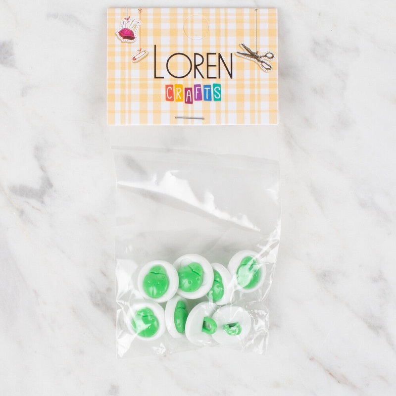 Loren Crafts 8 Pack Lady Bug Button, Green – 649