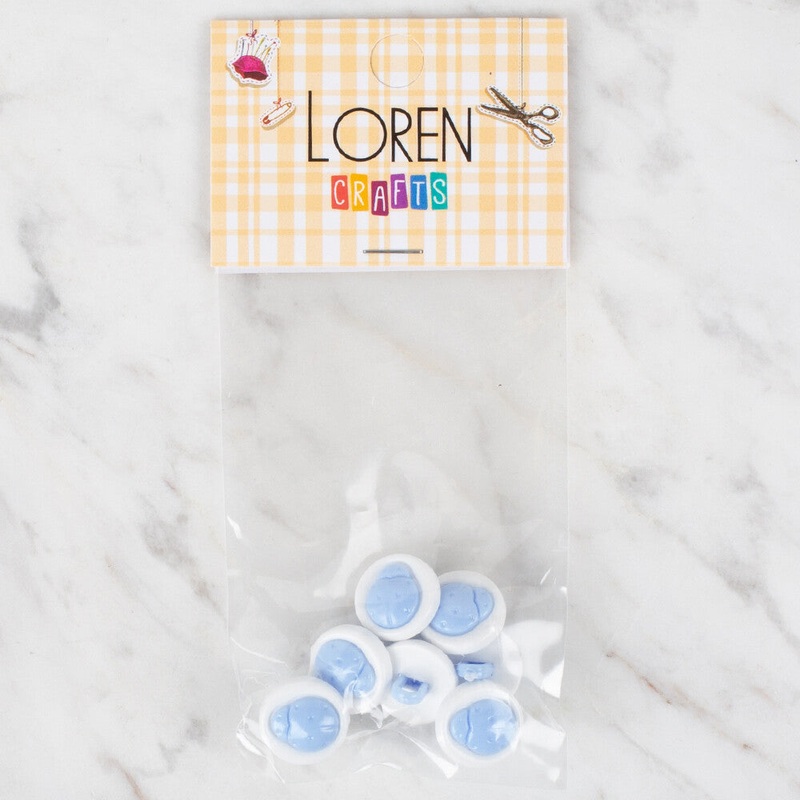 Loren Crafts 8 Pack Lady Bug Button, Light Blue – 643