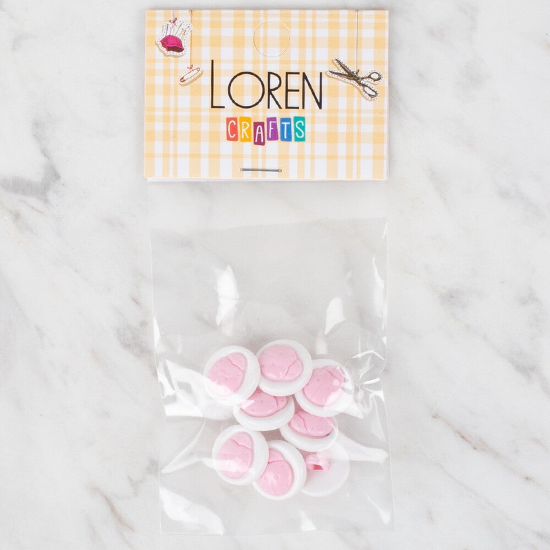 Loren Crafts 8 Pack Lady Bug Button, Light Pink – 645