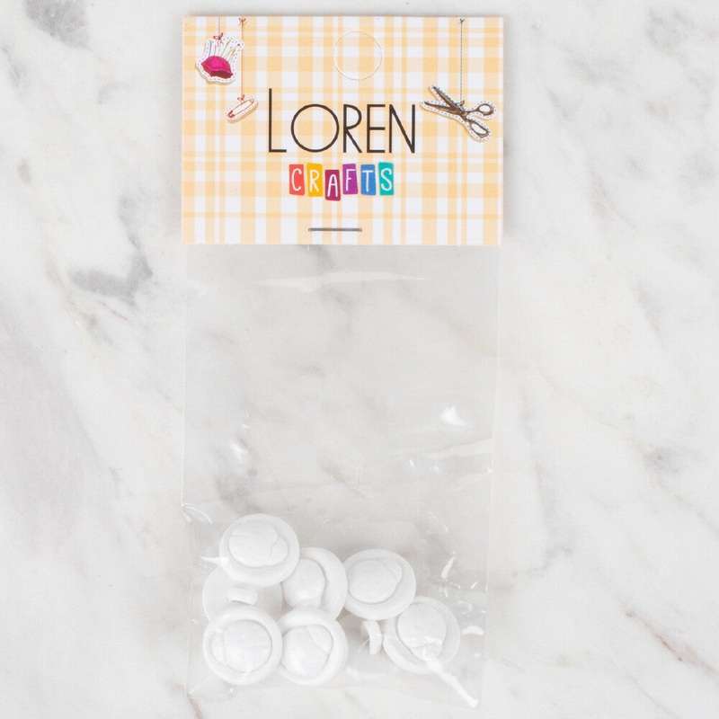 Loren Crafts 8 Pack Lady Bug Button, White – 639