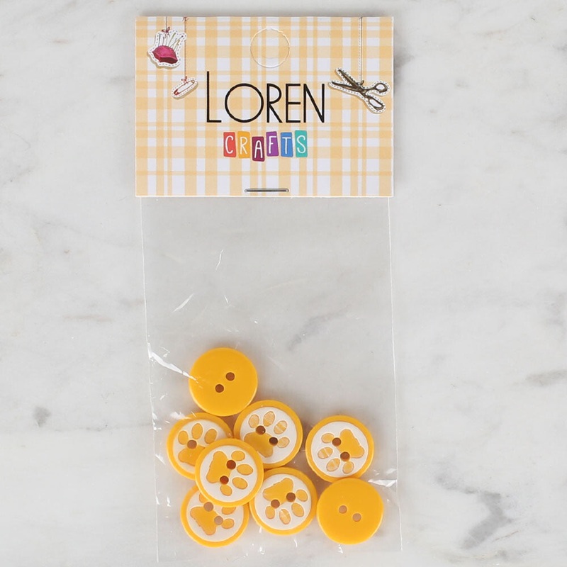 Loren Crafts 8 Pack Paw Button, Yellow – 613