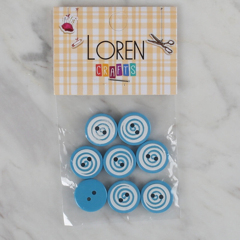 Loren Crafts 8 Pack Round Button, Blue – 453
