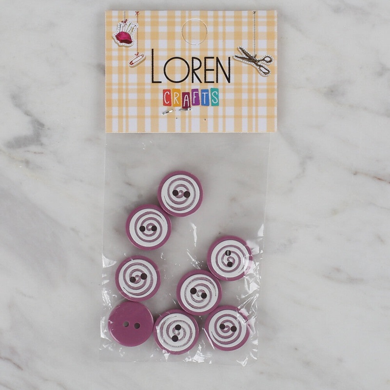 Loren Crafts 8 Pack Round Button, Cherry Red – 449