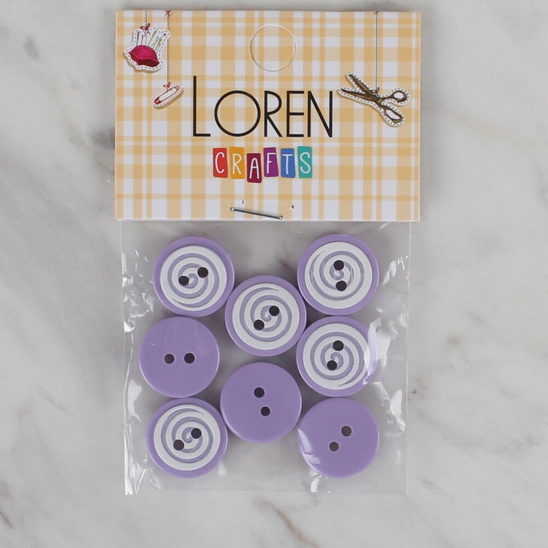 Loren Crafts 8 Pack Round Button, Lilac – 450