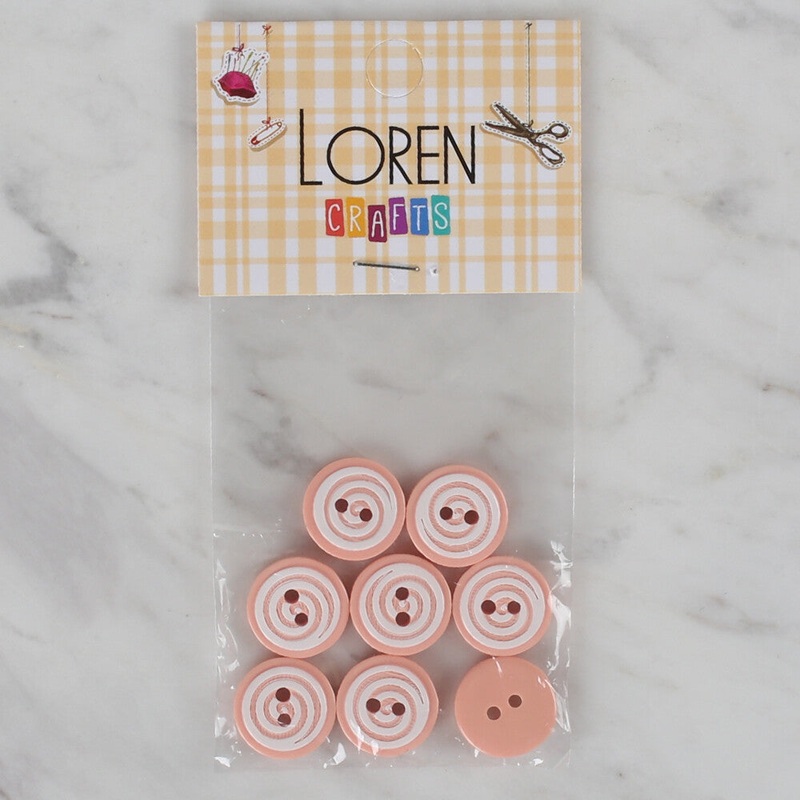 Loren Crafts 8 Pack Round Button, Pinkish Orange – 446