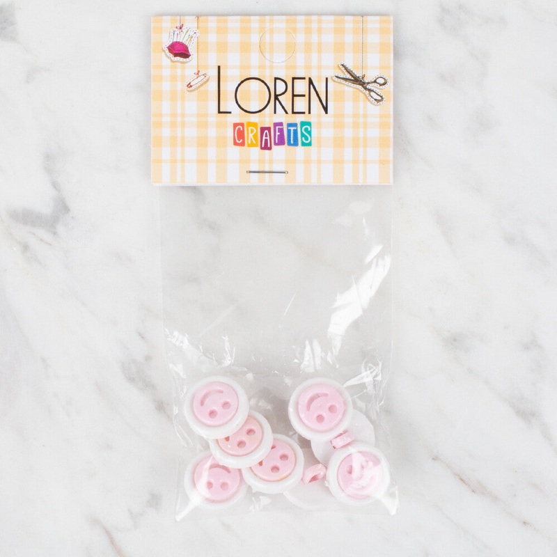 Loren Crafts 8 Pack Smiley Button, Pink – 635
