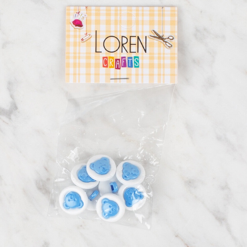Loren Crafts 8 Pack Teddy Bear Button – 623
