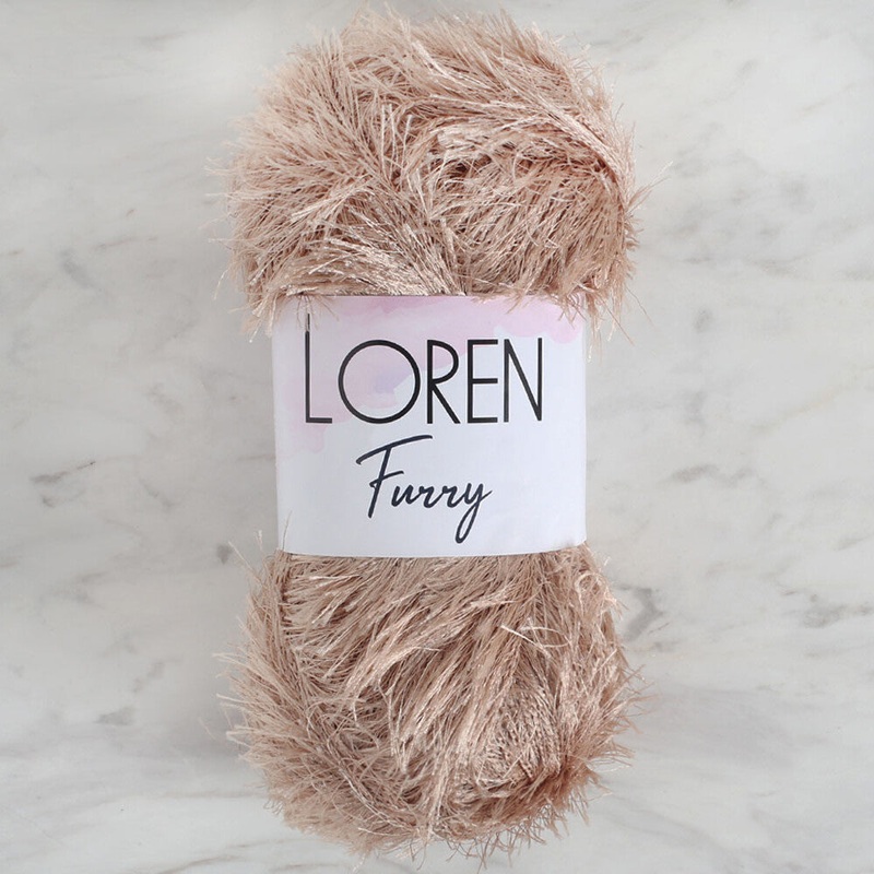 Loren Furry Knitting Yarn, Beige – RF053