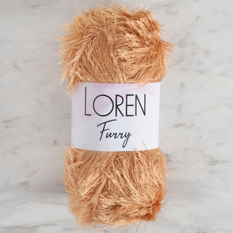 Loren Furry Knitting Yarn, Beige  – RF054