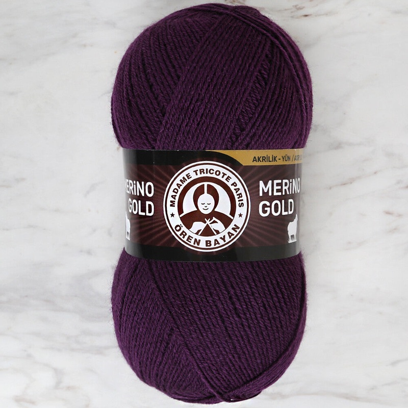 Madame Tricote Paris Merino Gold Knitting Yarn, Aubergine – 060