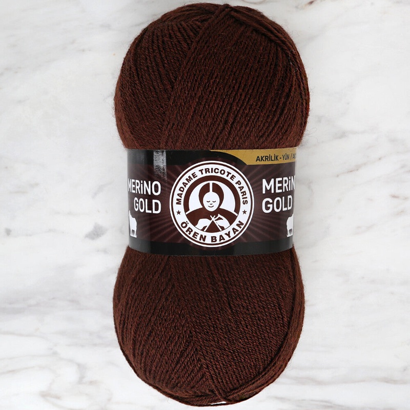 Madame Tricote Paris Merino Gold Knitting Yarn, Dark Brown – 083