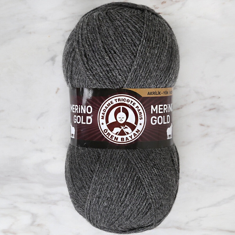 Madame Tricote Paris Merino Gold Knitting Yarn, Dark Grey – 009