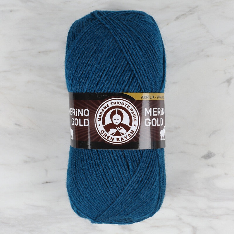 Madame Tricote Paris Merino Gold Knitting Yarn, Petrol Blue – 101