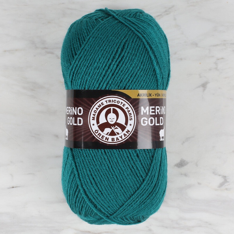 Madame Tricote Paris Merino Gold Knitting Yarn, Petrol Green – 105