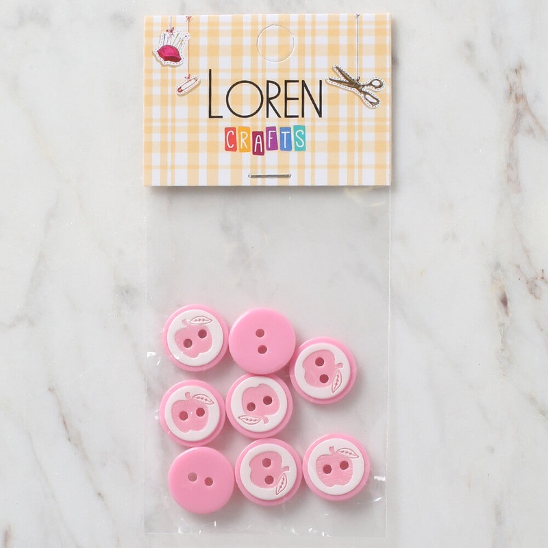 Loren Crafts 8 Pack  Apple Button, Pink – 460
