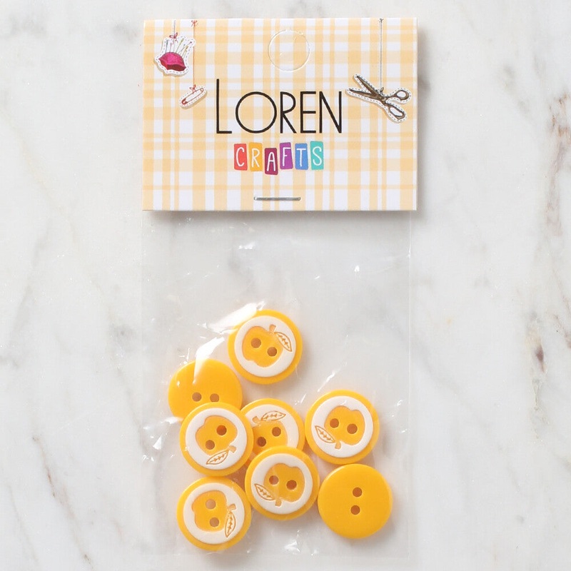 Loren Crafts 8 Pack Apple Button, Yellow – 468