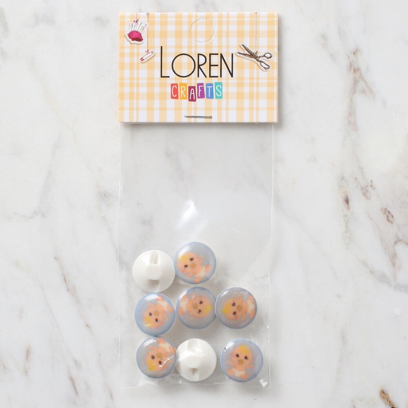 Loren Crafts 8 Pack Baby Button, Blue – 695