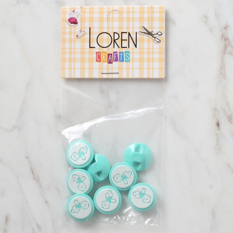 Loren Crafts 8 Pack Baby Shaped Button, Green – 372