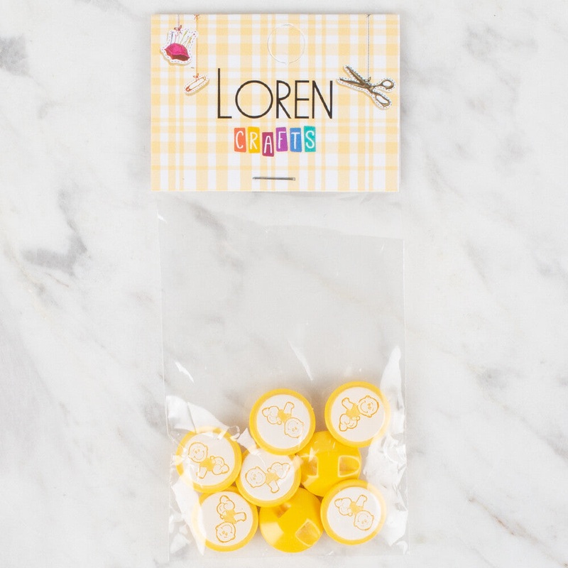 Loren Crafts 8 Pack Baby Shaped Button, Yellow – 378