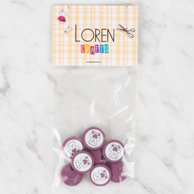 Loren Crafts 8 Pack Bear Button – 405