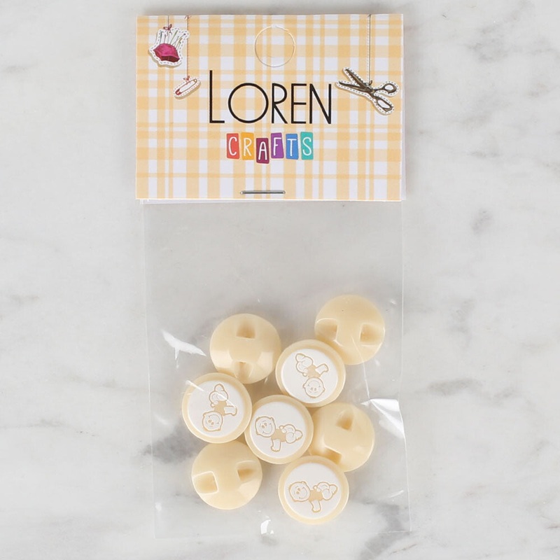 Loren Crafts 8 Pack Cat Patterned Button, Yellow – 368