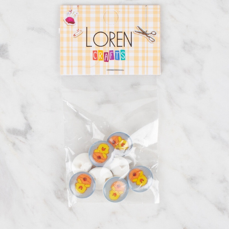 Loren Crafts 8 Pack Chick Button, Blue – 701