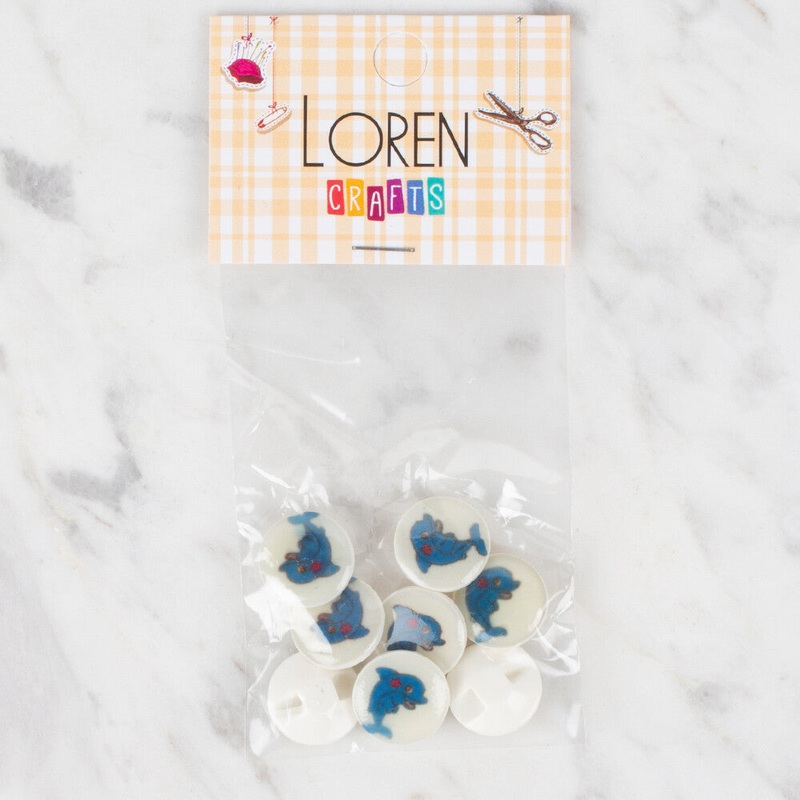 Loren Crafts 8 Pack Dolphin Button, – 680
