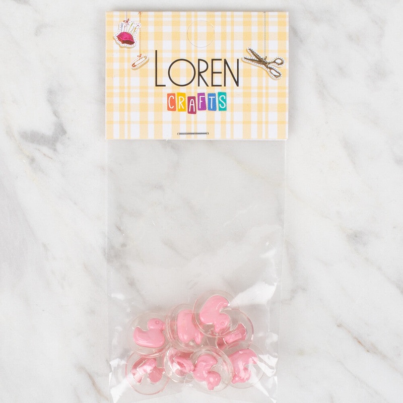 Loren Crafts 8 Pack  Duck Button, Pink – 259