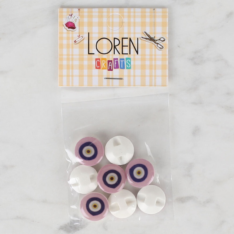 Loren Crafts 8 Pack Evil Eye Beads Button, Lilac – 687