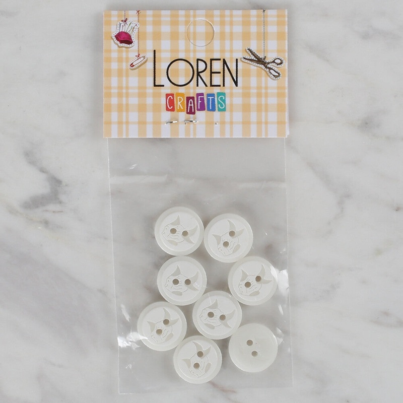 Loren Crafts 8 Pack Fish Button, White – 568