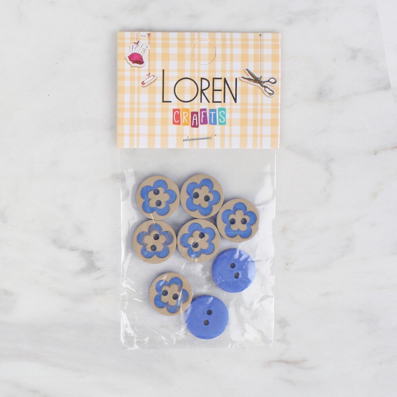 Loren Crafts 8 Pack Fish Patterned Button, Blue – 313