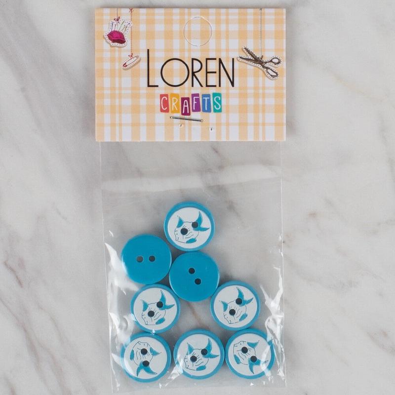 Loren Crafts 8 Pack Fish Patterned Button, Petrol Blue – 577