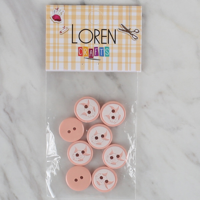 Loren Crafts 8 Pack Fish Patterned Button, Salmon – 569