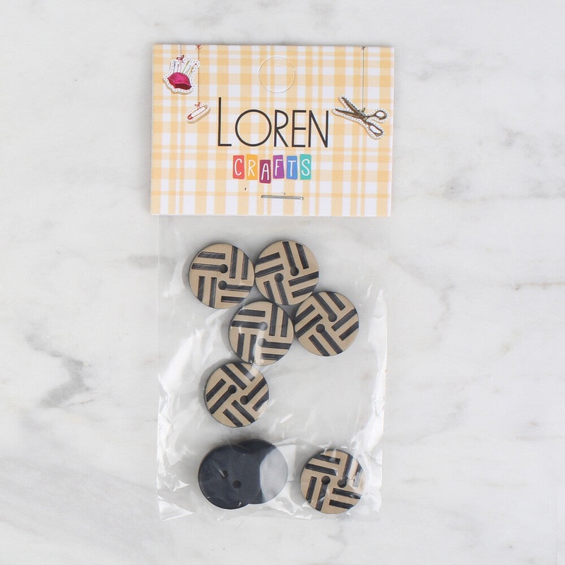 Loren Crafts 8 Pack Round Button, Black – 296