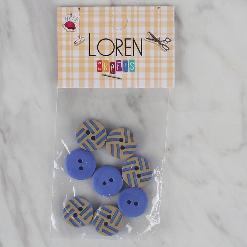 Loren Crafts 8 Pack Round Button, Blue – 301