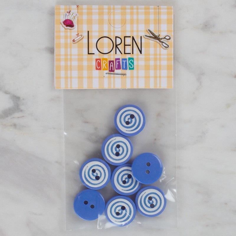 Loren Crafts 8 Pack Round Button, Blue – 452