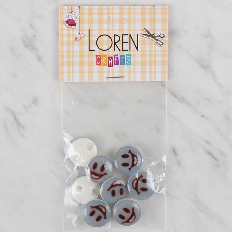 Loren Crafts 8 Pack Round  Button, Blue – 699
