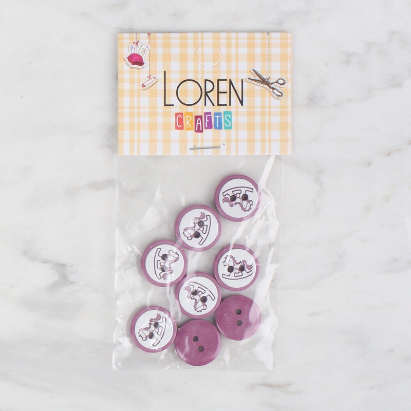 Loren Crafts 8 Pack Round Button, Cherry Bruise – 497