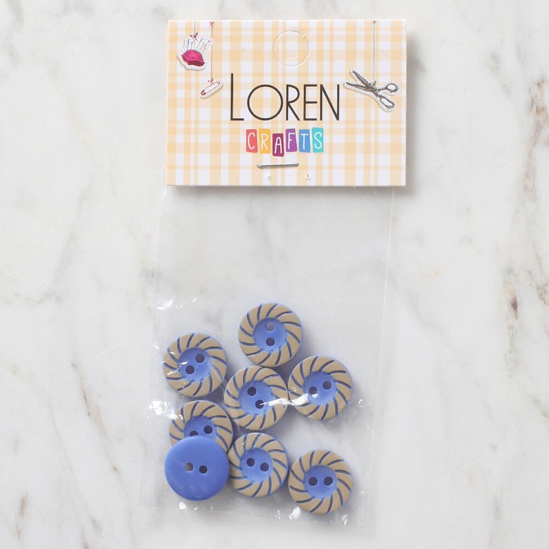 Loren Crafts 8 Pack Round Button, Dark Blue – 349