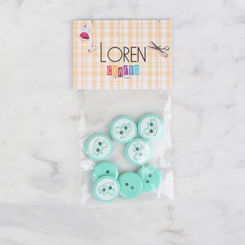 Loren Crafts 8 Pack Round Button, Green – 502